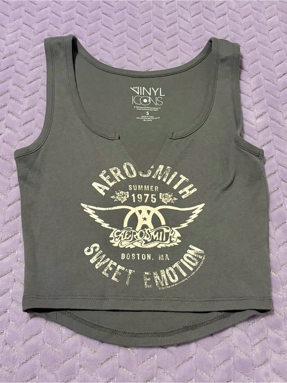 Aerosmith Grey Graphic Crop Tank Top - The Vinyl Icons